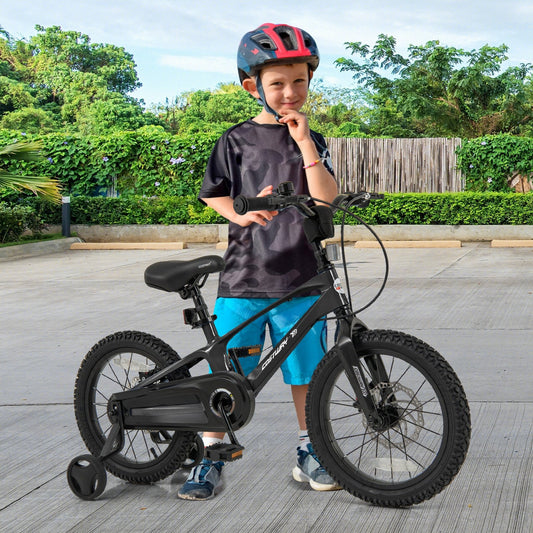 16 Inch Kids Bike Lightweight with 2 Removable Training Wheels for Aged 4-7-16 inches, Black Kids Bike Black at Gallery Canada