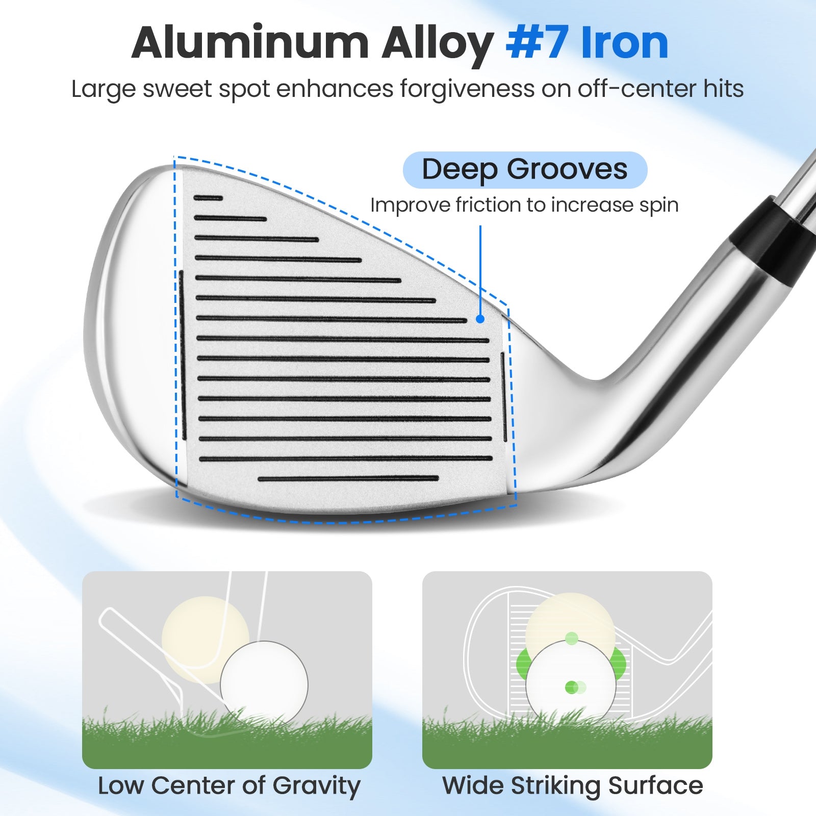 #7 Iron Single Golf Club for Men with Steel Shaft and Headcover, Silver Golf at Gallery Canada