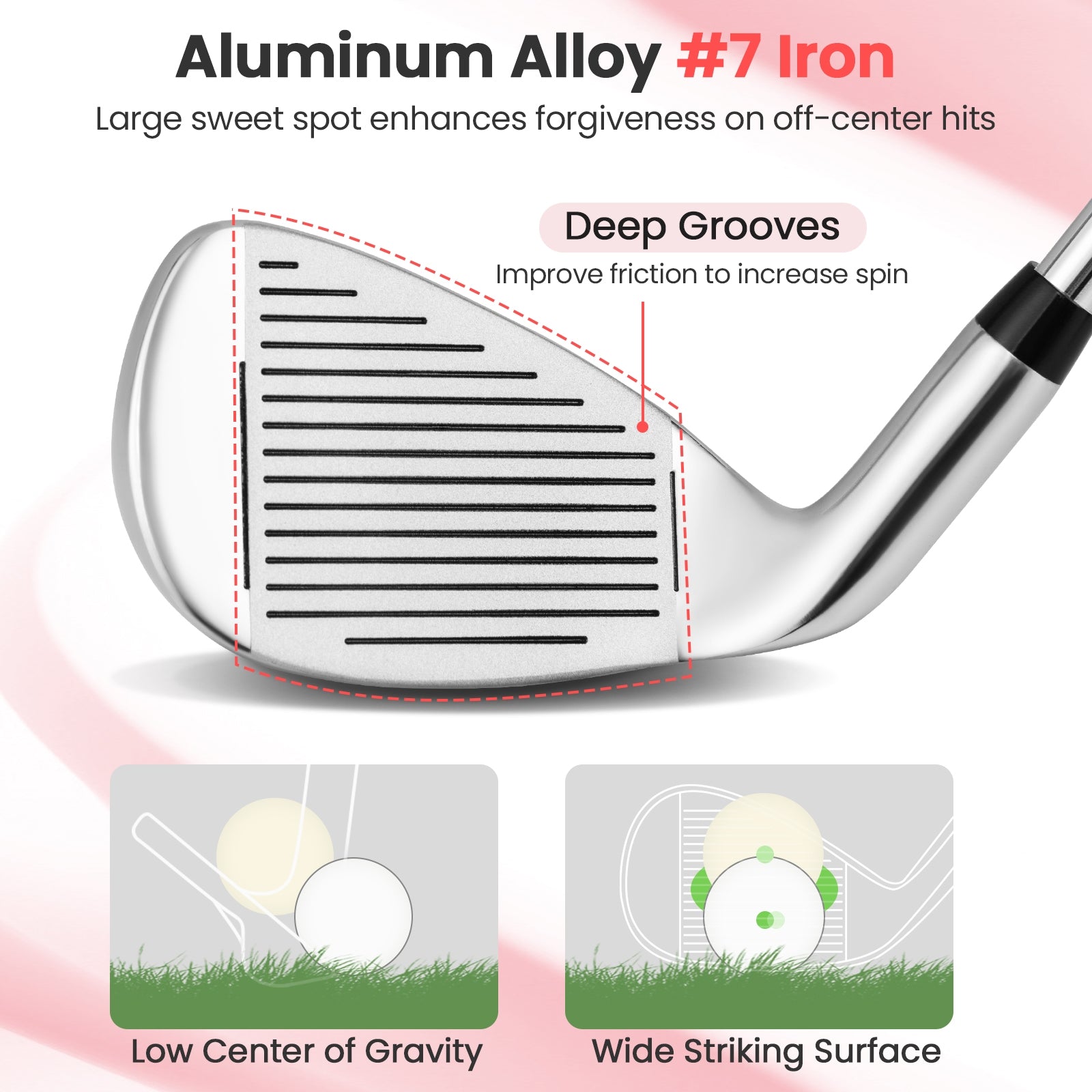 #7 Iron Single Golf Club for Women with Graphite Shaft and Headcover, Silver Golf at Gallery Canada