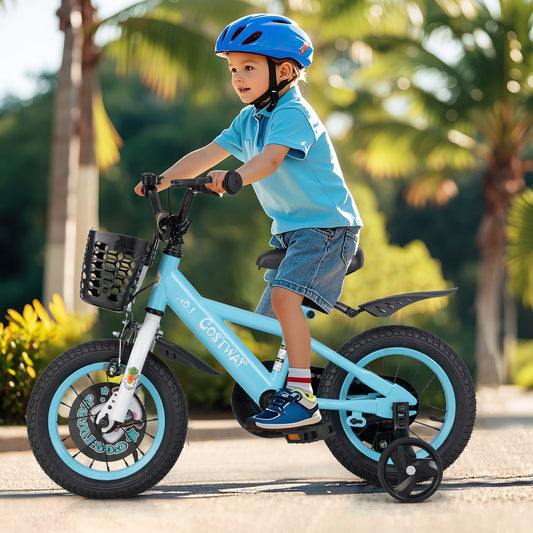 12 Inch Kids Bike with Adjustable Handlebar and Saddle for 3-4 Years Old-12 inches, Blue Kids Bike Blue at Gallery Canada