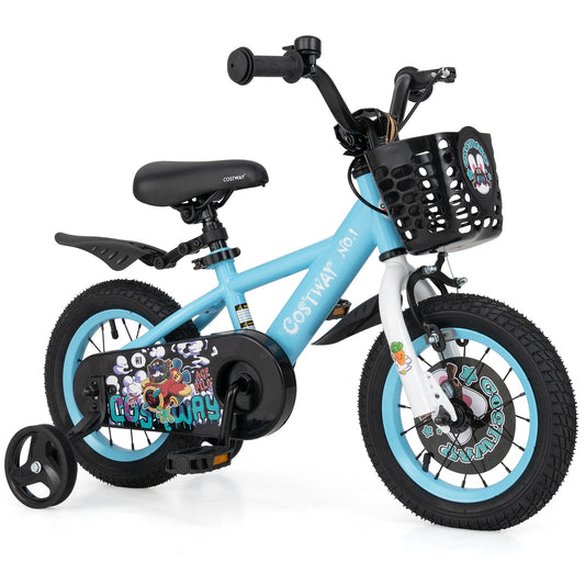 12 Inch Kids Bike with Adjustable Handlebar and Saddle for 3-4 Years Old-12 inches, Blue Kids Bike Blue at Gallery Canada