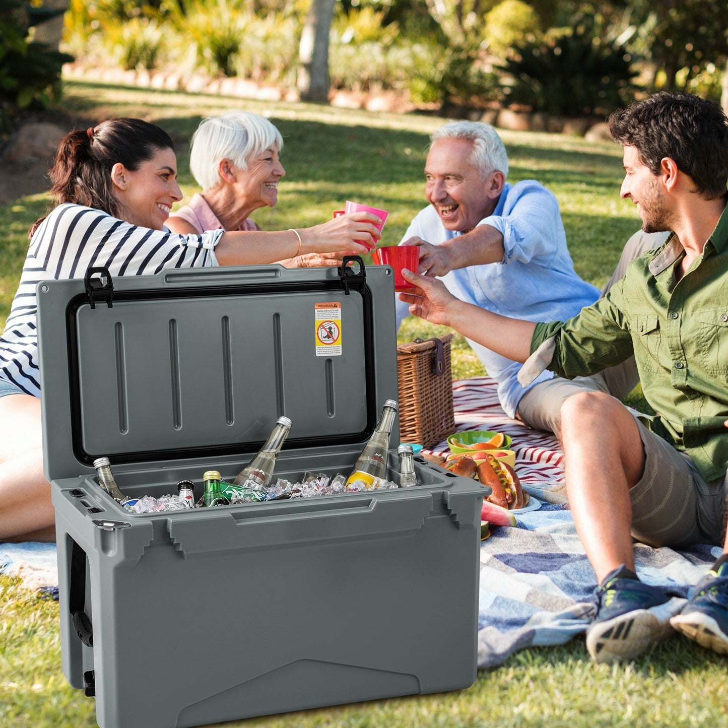 50 QT Rotomolded Cooler Insulated Portable Ice Chest with Integrated Cup Holders, Gray Coolers   at Gallery Canada