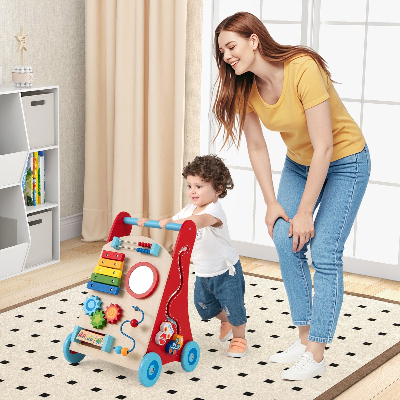 Baby Push Walker with Handle and Wheels for Boys & Girls 3+ Years Old-Muticolor, Multicolor Baby Activity at Gallery Canada