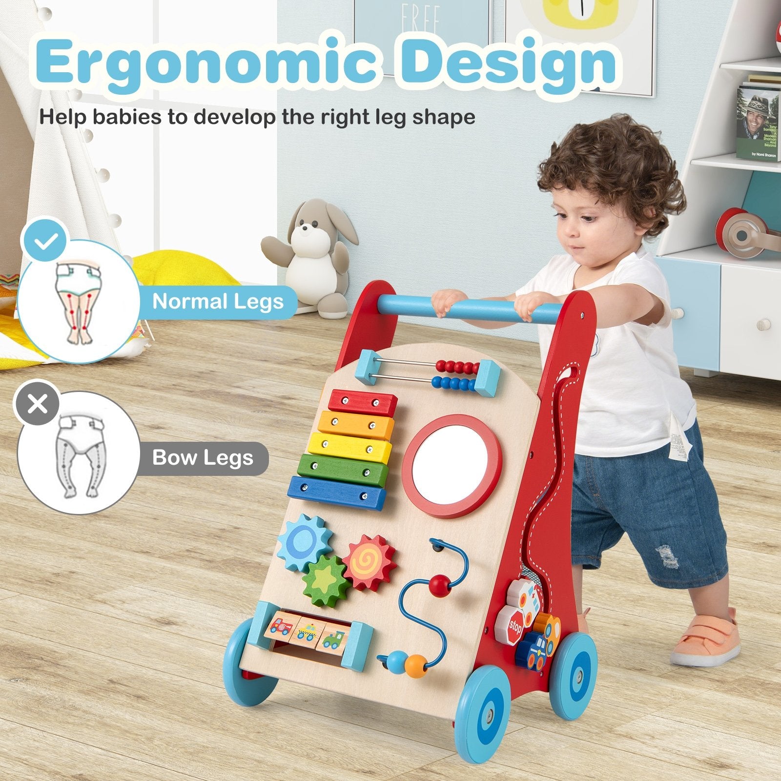Baby Push Walker with Handle and Wheels for Boys & Girls 3+ Years Old-Muticolor, Multicolor Baby Activity at Gallery Canada
