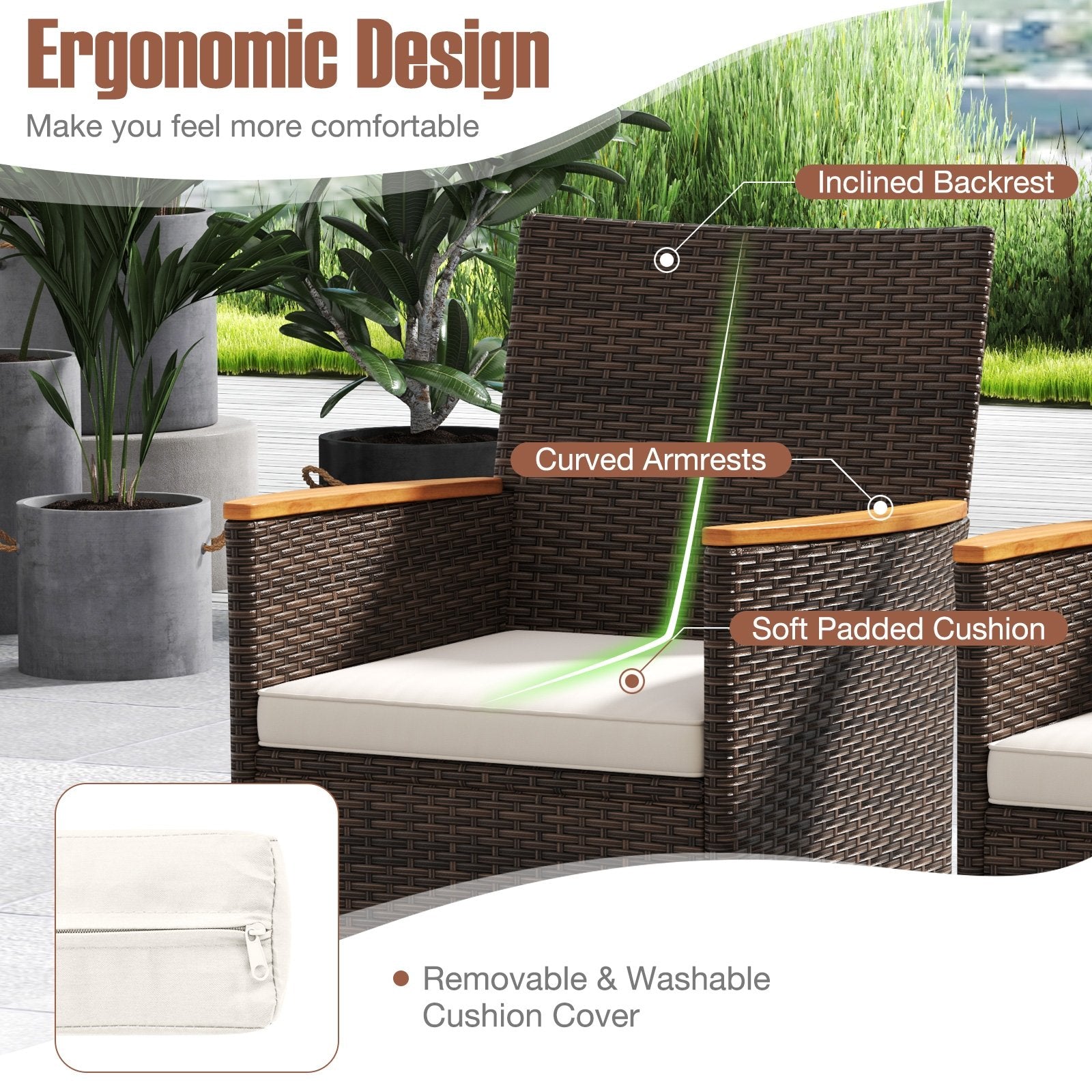 9 Piece Outdoor Dining Set with Acacia Wood Table Top, Beige Patio Dining Sets at Gallery Canada