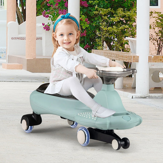 Wiggle Car with Hauling Rope Ride on Toy with Under-Seat Storage, Green Push & Pedal Ride On Toys Green at Gallery Canada