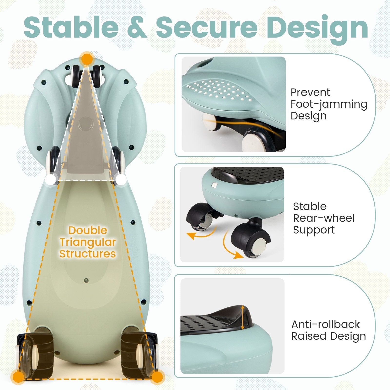 Wiggle Car with Hauling Rope Ride on Toy with Under-Seat Storage, Green Push & Pedal Ride On Toys at Gallery Canada