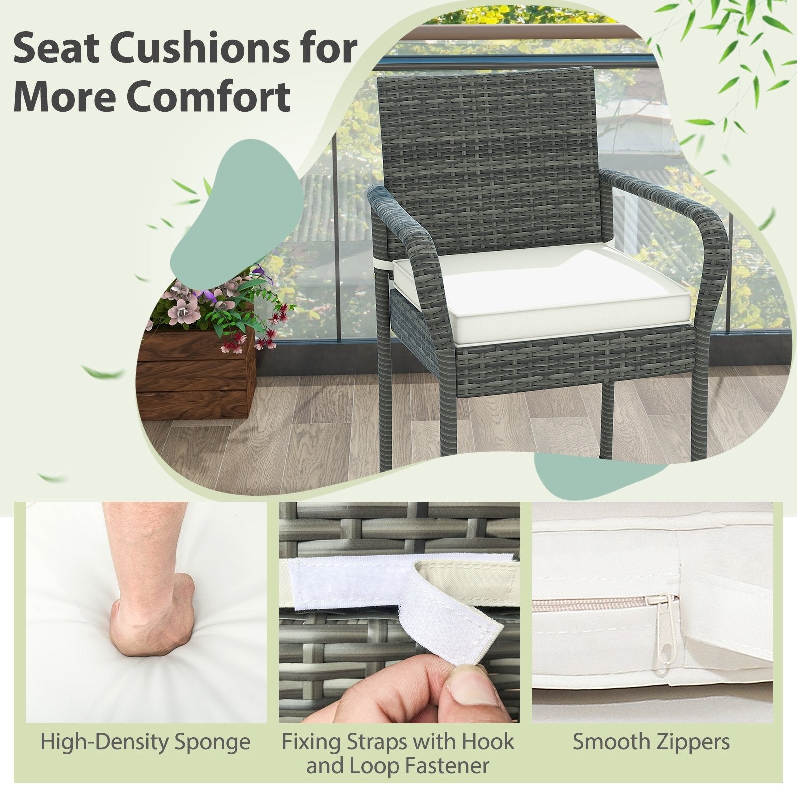 Patio Wicker Barstools with Armrests and Soft Cushions for Porch Backyard Set of 2, Gray Patio Bar Furniture at Gallery Canada