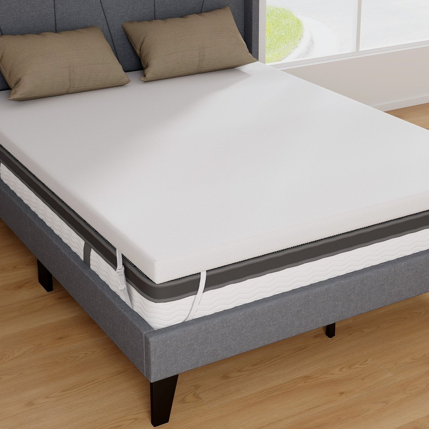 3 Inch Gel-Infused Memory Foam Mattress Topper with Removable Cover-Queen Size, White Mattresses White  at Gallery Canada