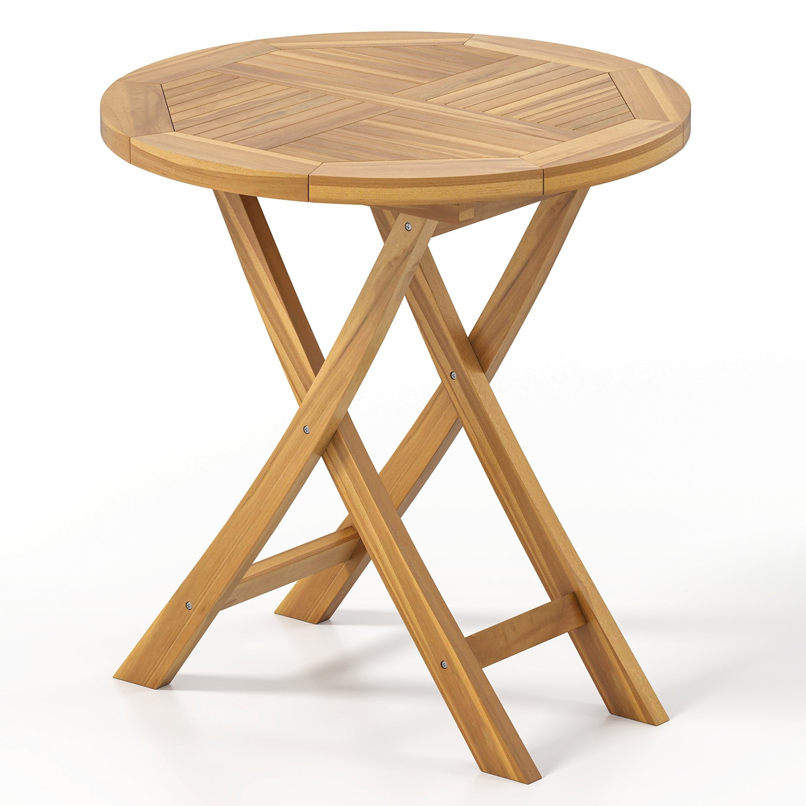 Patio Teak Wood Dining Table with Slatted Tabletop and Sturdy X-Shaped Frame Dining Tables Natural at Gallery Canada