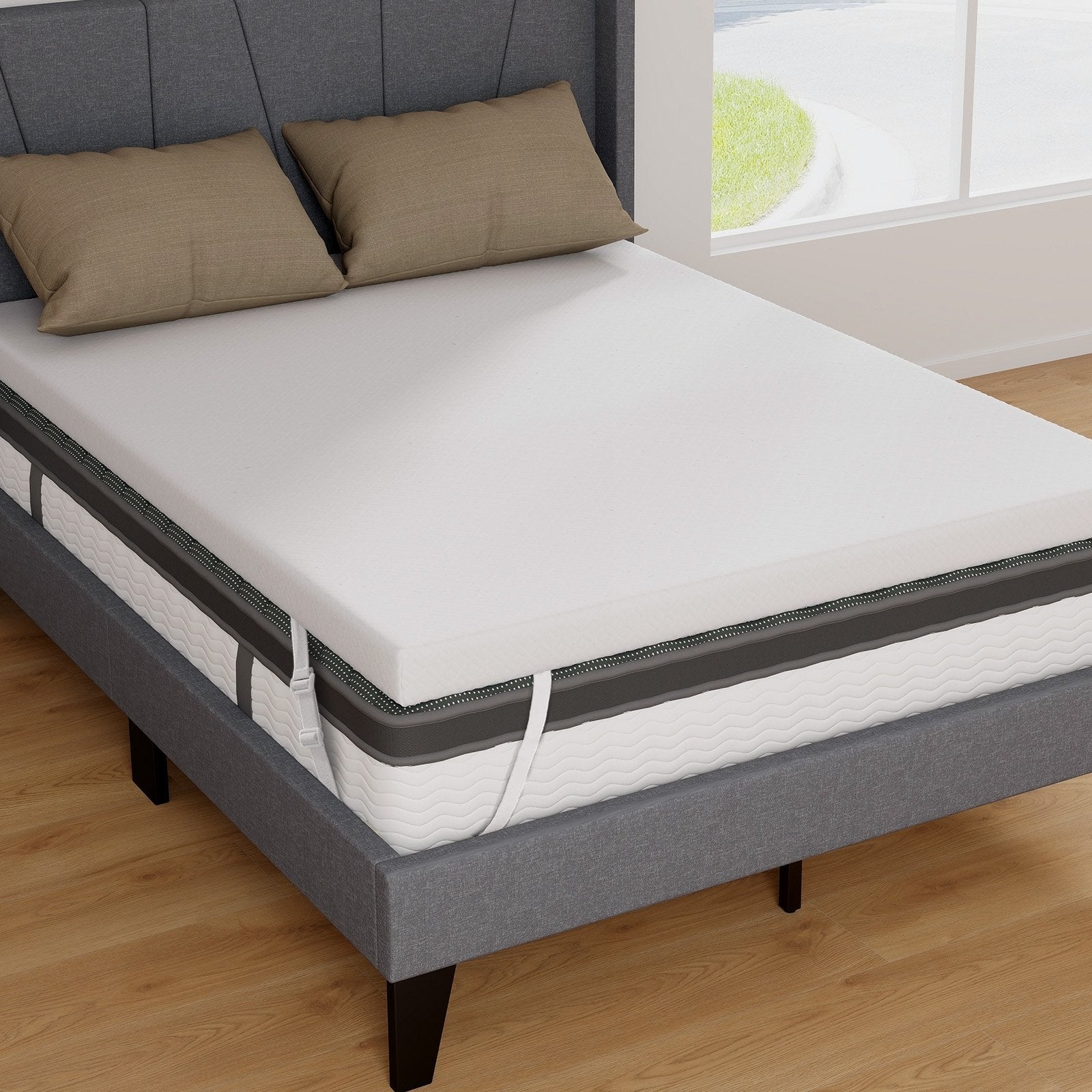 3 Inch Gel-Infused Memory Foam Mattress Topper with Removable Cover-Full Size, White Mattresses White  at Gallery Canada