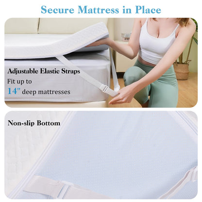 3 Inch Gel-Infused Memory Foam Mattress Topper with Removable Cover-King Size, White Mattresses   at Gallery Canada