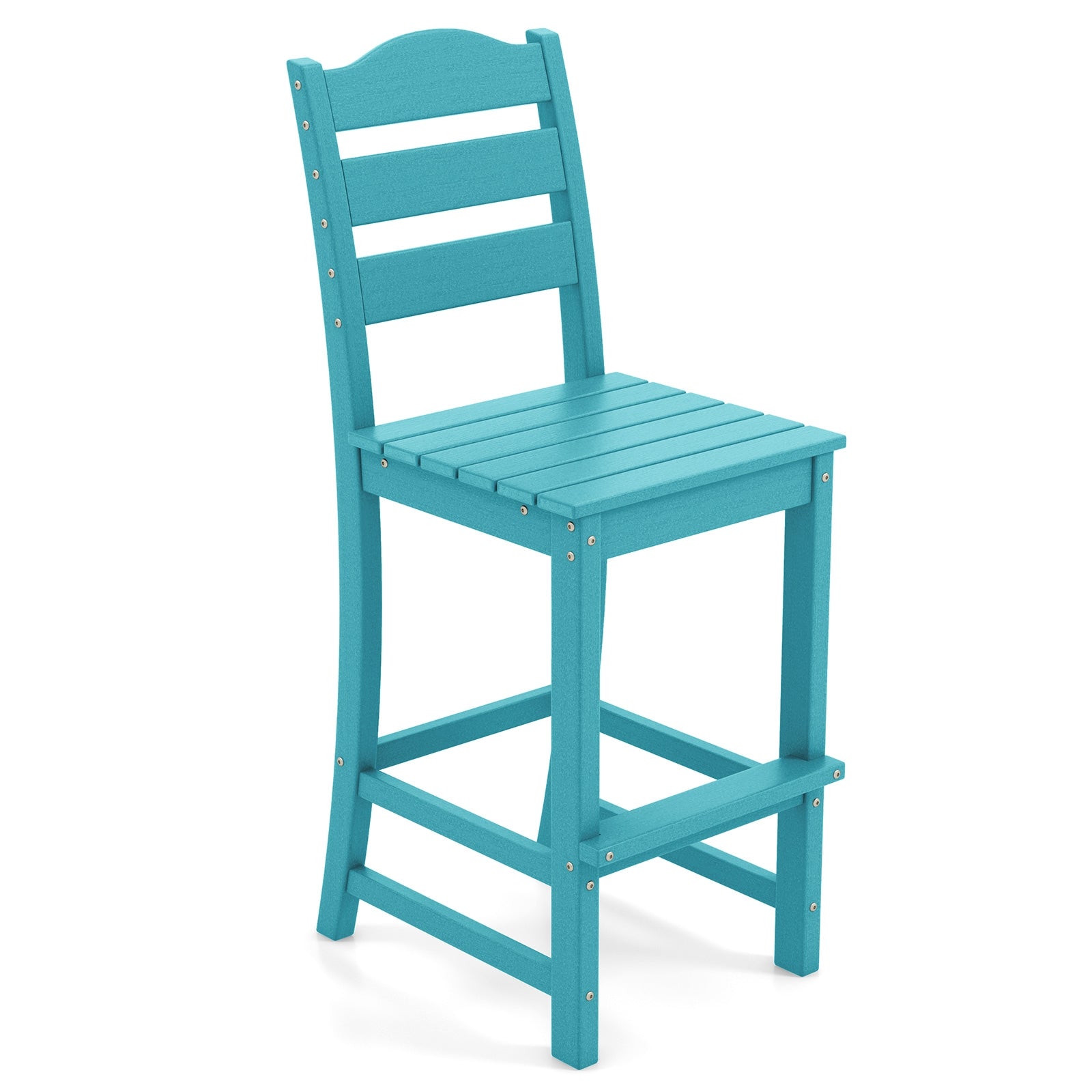 30 Inches Counter Height HDPE Bar Stool with Backrest and Footrest, Turquoise Patio Bar Furniture Turquoise at Gallery Canada