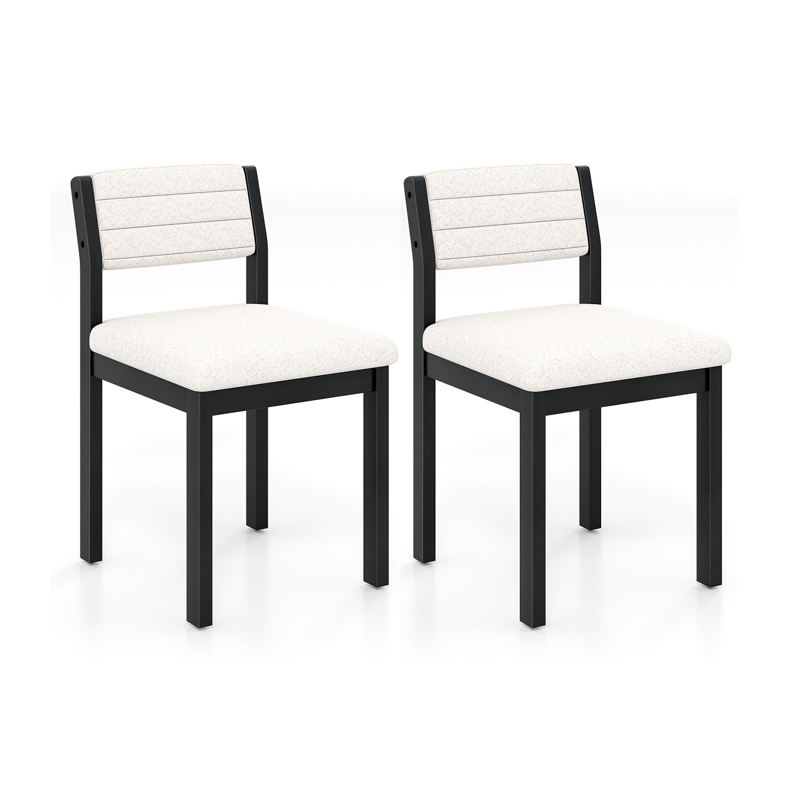 Set of 2 Dining Chairs Sherpa Upholstered Armless Chair with Wood Frame, White Dining Chairs White at Gallery Canada