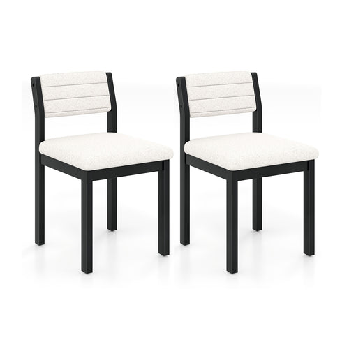 Set of 2 Dining Chairs Sherpa Upholstered Armless Chair with Wood Frame, White