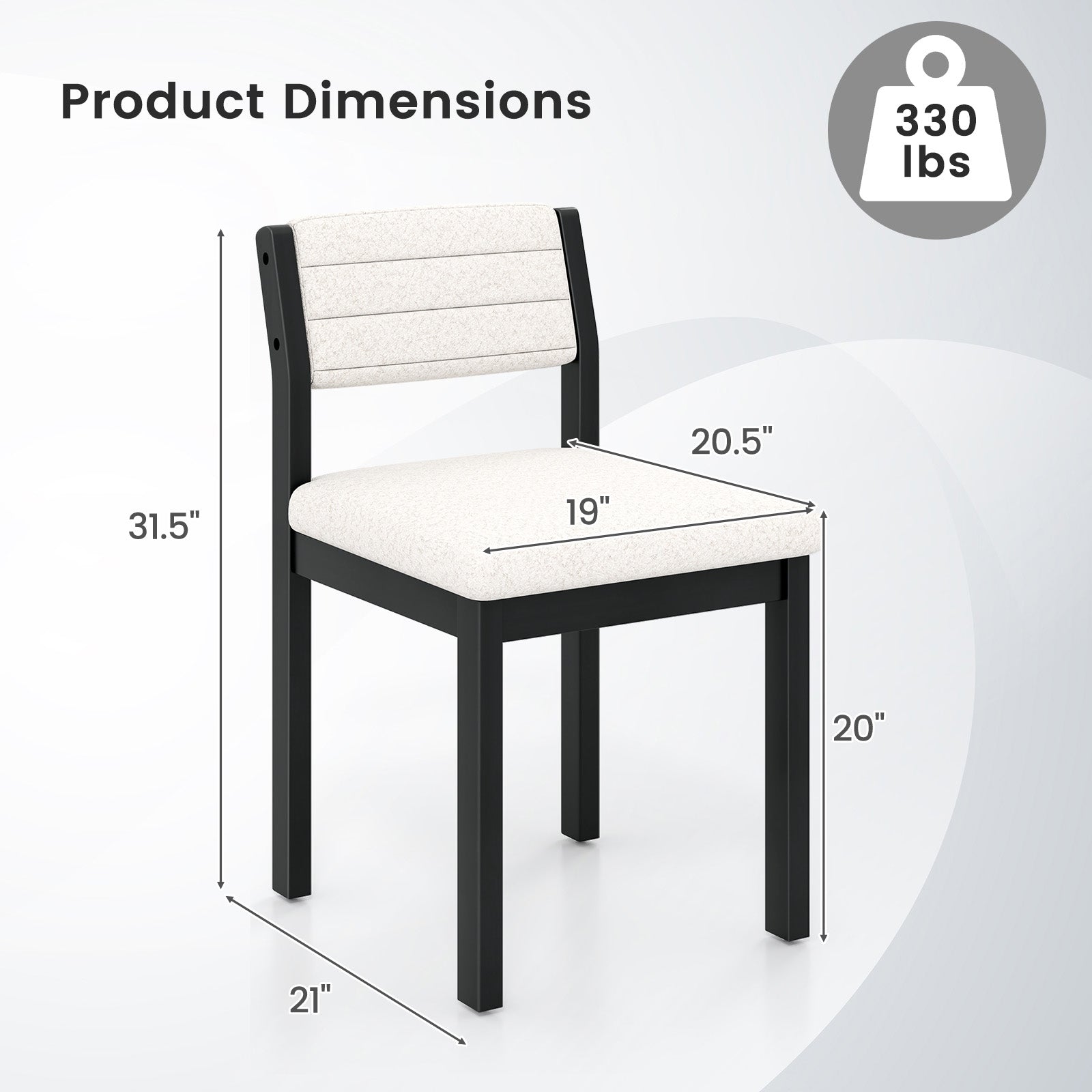 Set of 2 Dining Chairs Sherpa Upholstered Armless Chair with Wood Frame, White Dining Chairs at Gallery Canada