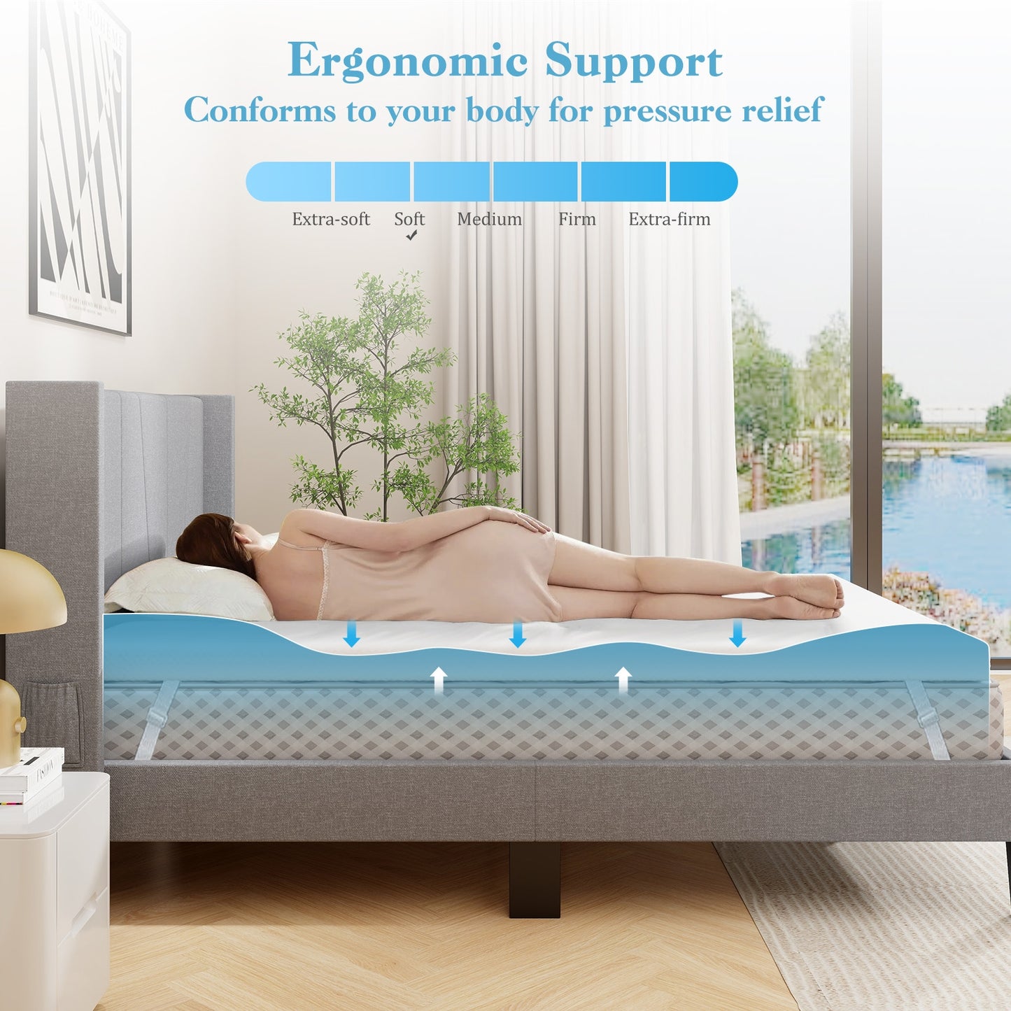 3 Inch Gel-Infused Memory Foam Mattress Topper with Removable Cover-Full Size, White Mattresses   at Gallery Canada