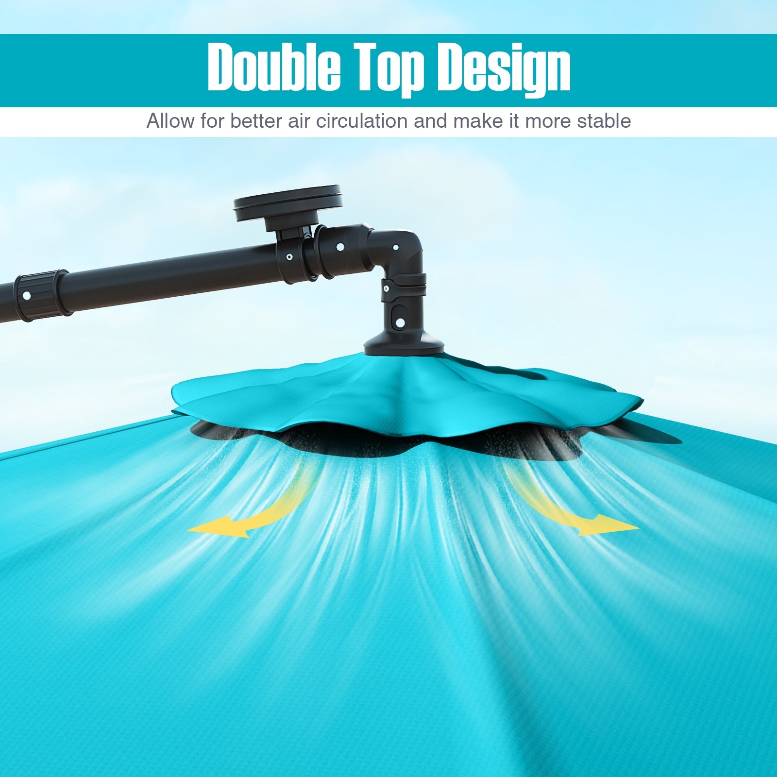 10 Ft Patio Umbrella Offset Cantilever Umbrella with 40 Solar Powered Lights, Turquoise Outdoor Umbrellas at Gallery Canada