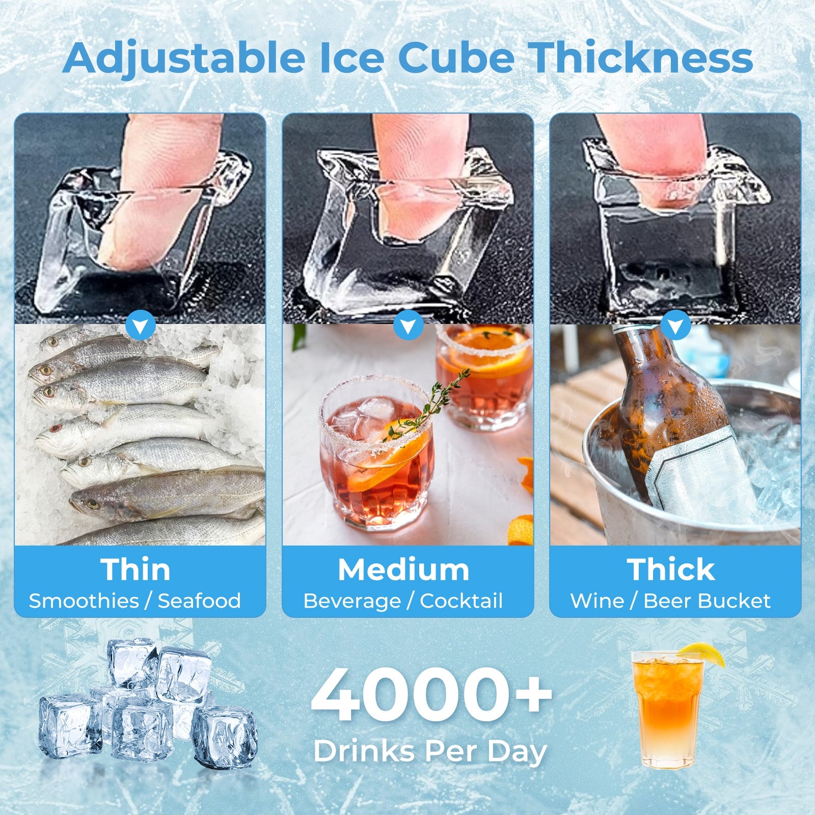 Commercial Ice Maker Machine 418 LBS/24H with 200 LBS Storage Bin, Silver Ice Makers at Gallery Canada