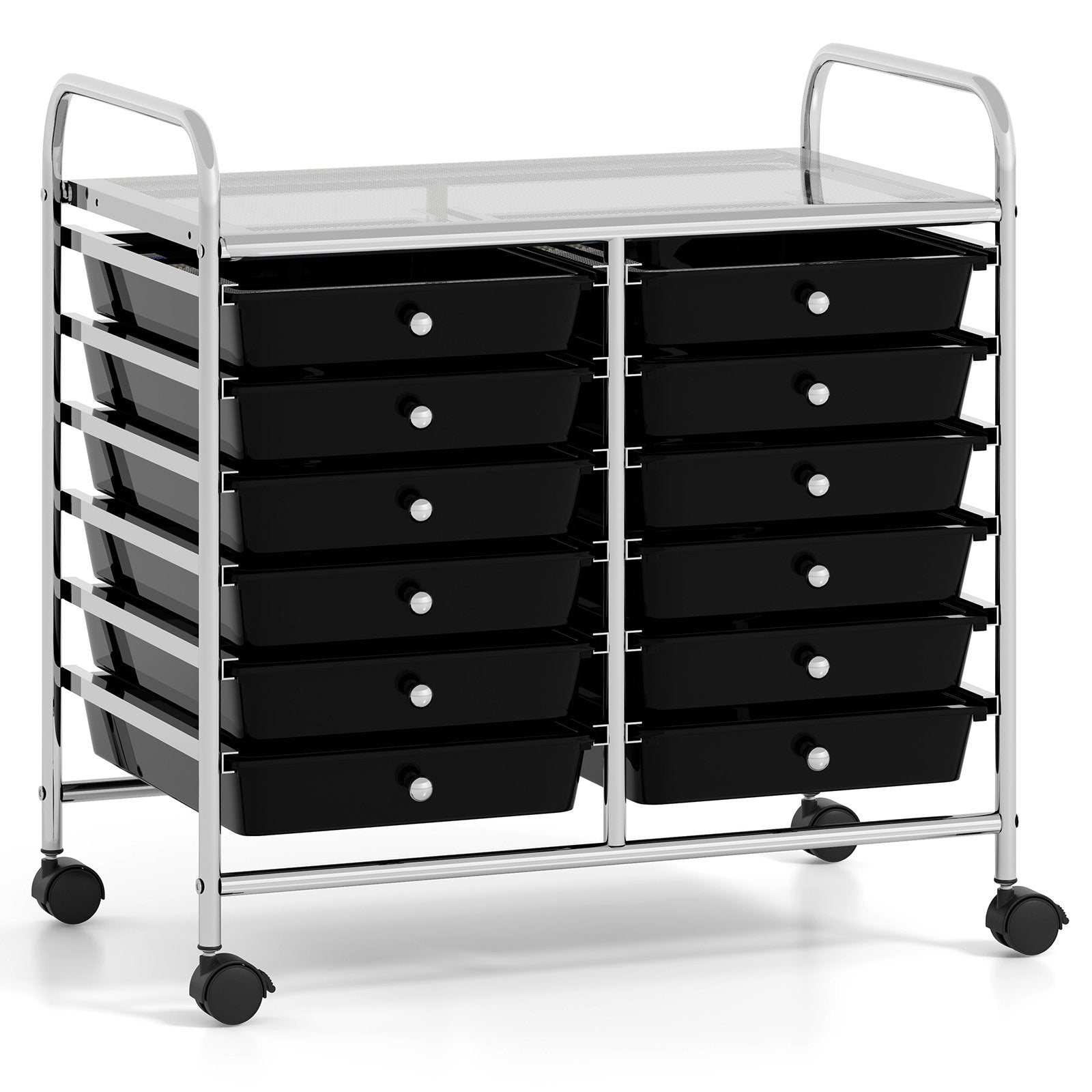 12 Drawers Rolling Storage Cart for Home and Office, Black File Cabinets Black at Gallery Canada