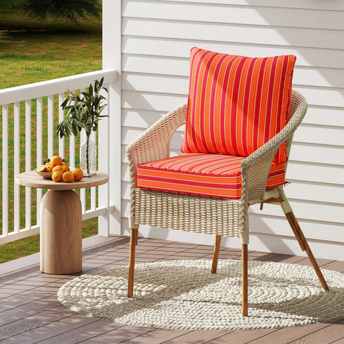 Deep Seat Chair Cushion Pads Set with Rope Belts for Indoor and Outdoor, Orange
