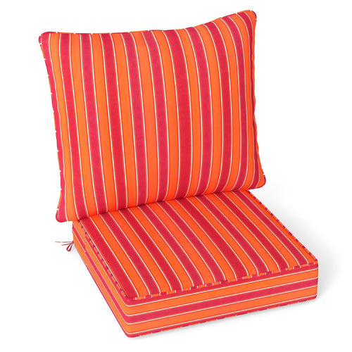 Deep Seat Chair Cushion Pads Set with Rope Belts for Indoor and Outdoor, Orange