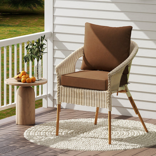 Deep Seat Chair Cushion Pads Set with Rope Belts for Indoor and Outdoor, Brown