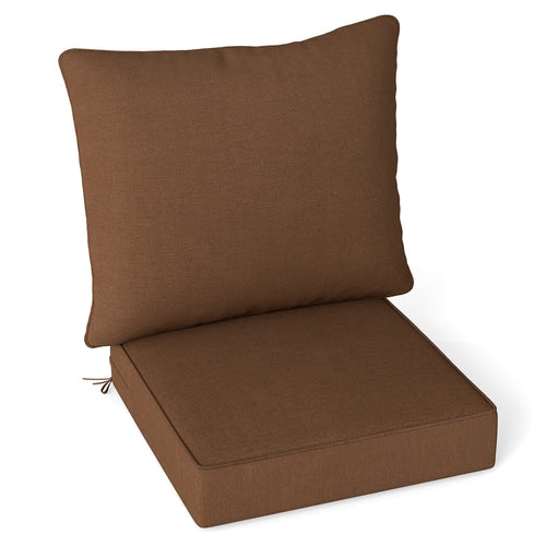 Deep Seat Chair Cushion Pads Set with Rope Belts for Indoor and Outdoor, Brown