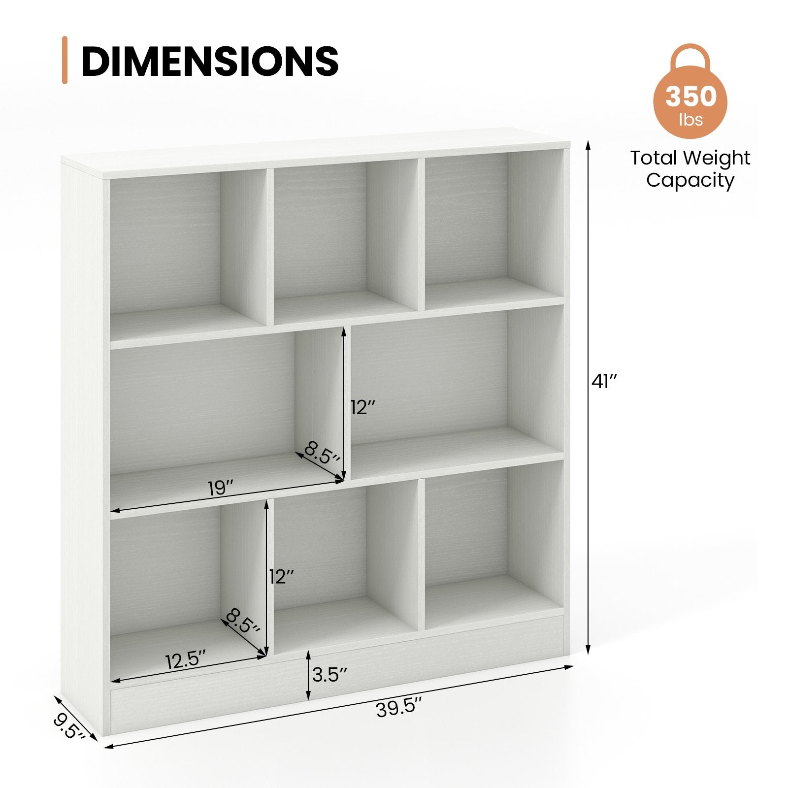 41 Inches 8-Cube Freestanding Bookcase for Kids, White Kids Storage   at Gallery Canada