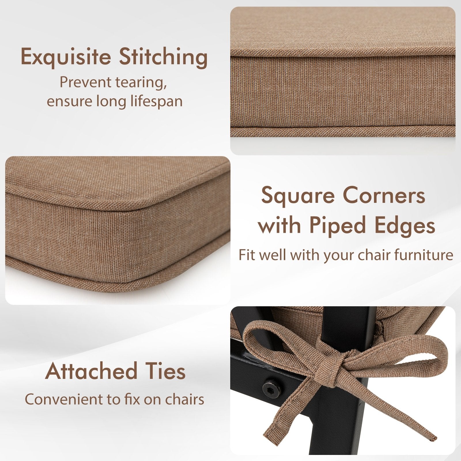 Outdoor Chair Cushion Set of 2 Waterproof Fade-Resistant Olefin Seat Cushions, Brown Outdoor Furniture Accessories at Gallery Canada