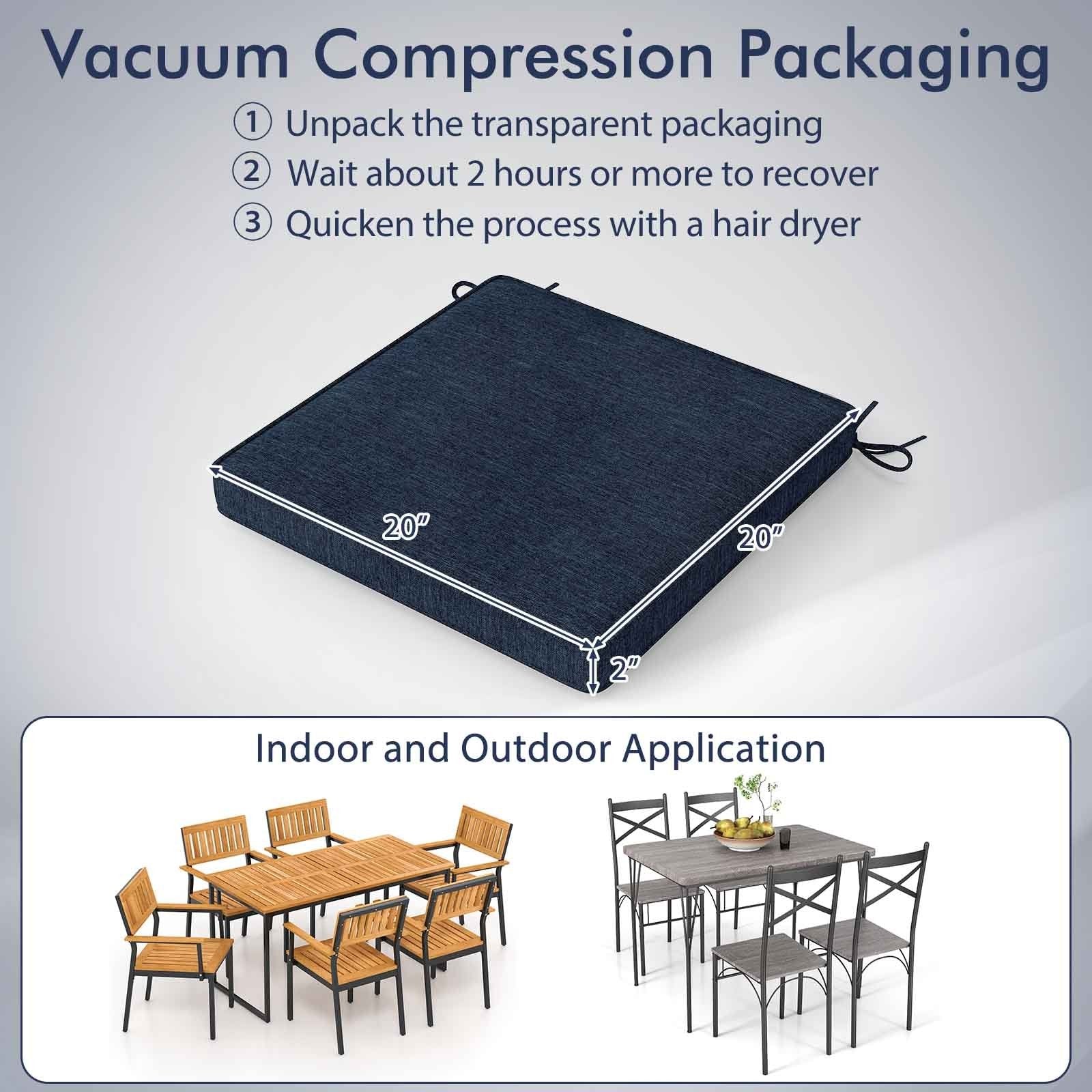 Outdoor Chair Cushion Set of 2 Waterproof Fade-Resistant Olefin Seat Cushions, Navy Outdoor Furniture Accessories at Gallery Canada