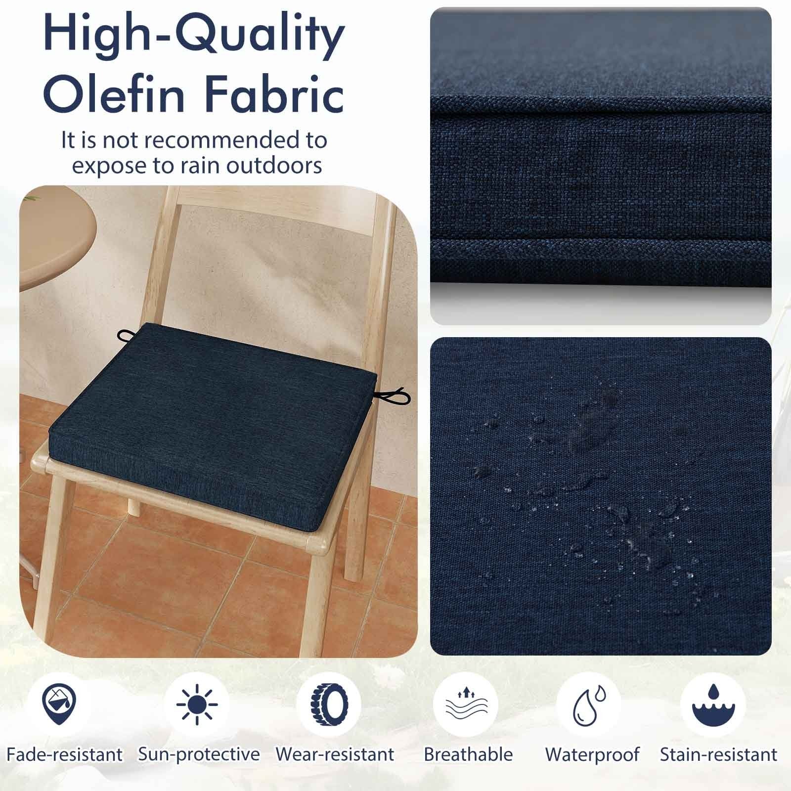 Outdoor Chair Cushion Set of 2 Waterproof Fade-Resistant Olefin Seat Cushions, Navy Outdoor Furniture Accessories at Gallery Canada