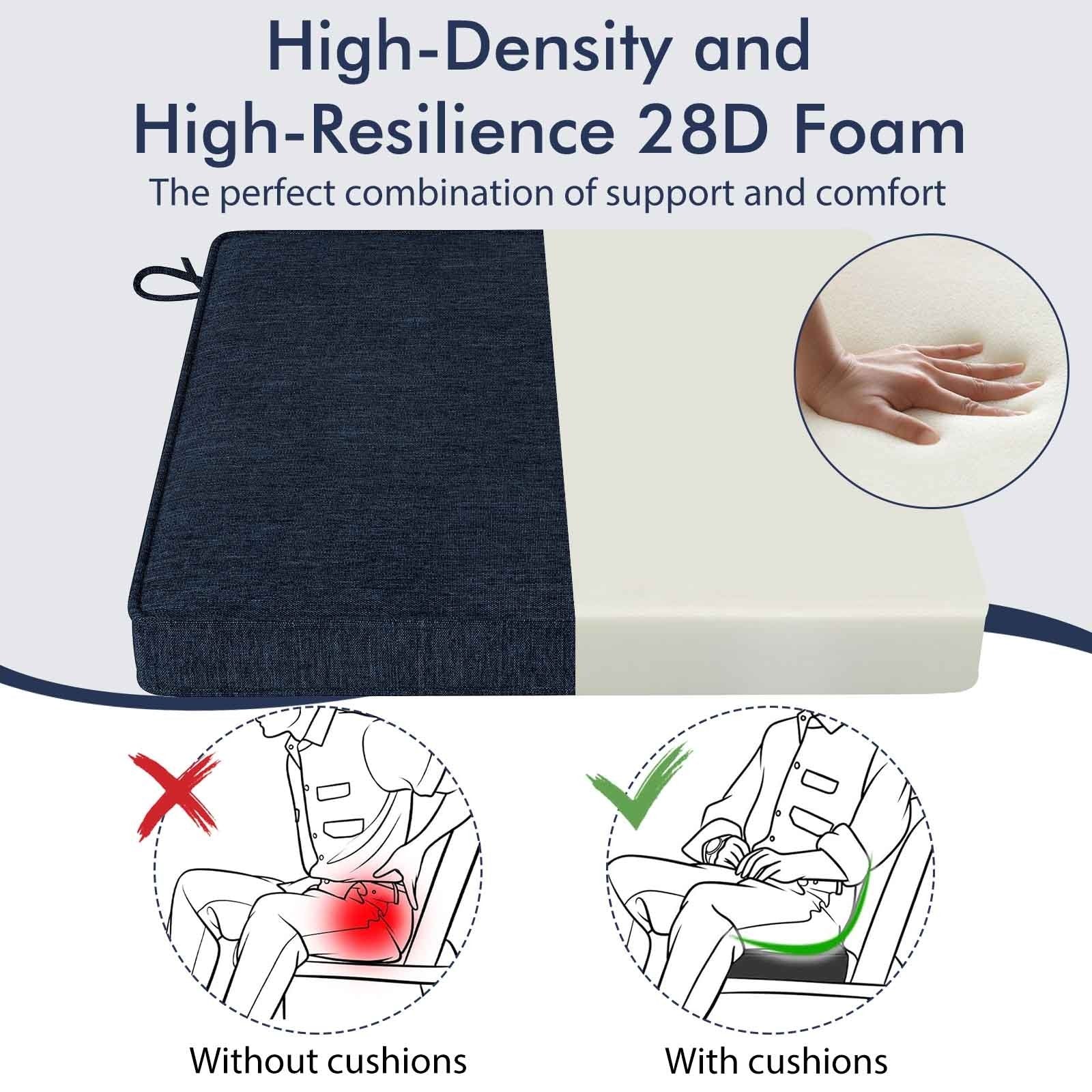 Outdoor Chair Cushion Set of 2 Waterproof Fade-Resistant Olefin Seat Cushions, Navy Outdoor Furniture Accessories at Gallery Canada