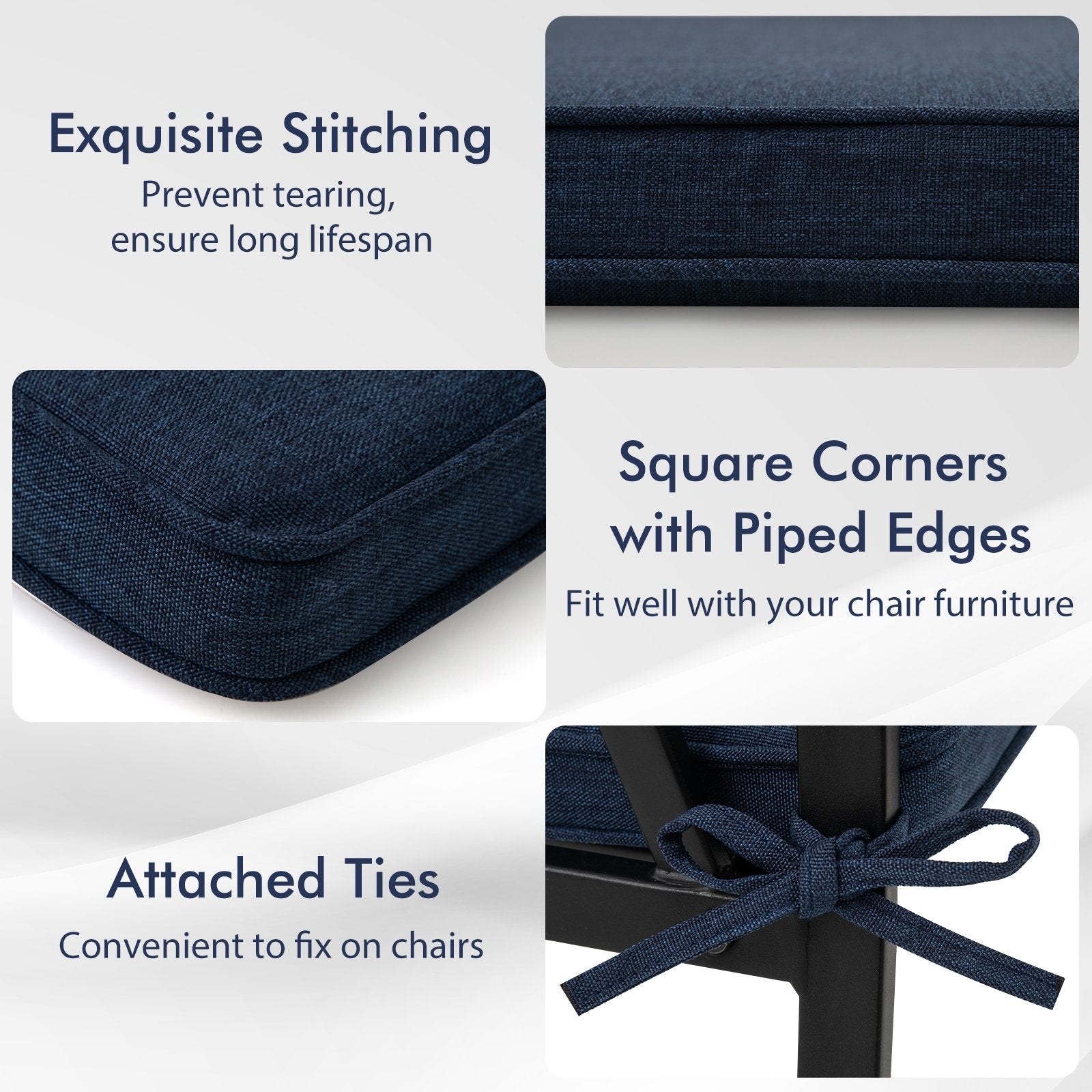 Outdoor Chair Cushion Set of 2 Waterproof Fade-Resistant Olefin Seat Cushions, Navy Outdoor Furniture Accessories at Gallery Canada