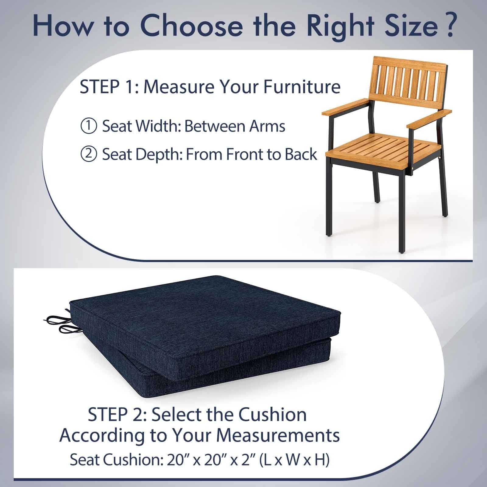 Outdoor Chair Cushion Set of 2 Waterproof Fade-Resistant Olefin Seat Cushions, Navy Outdoor Furniture Accessories at Gallery Canada