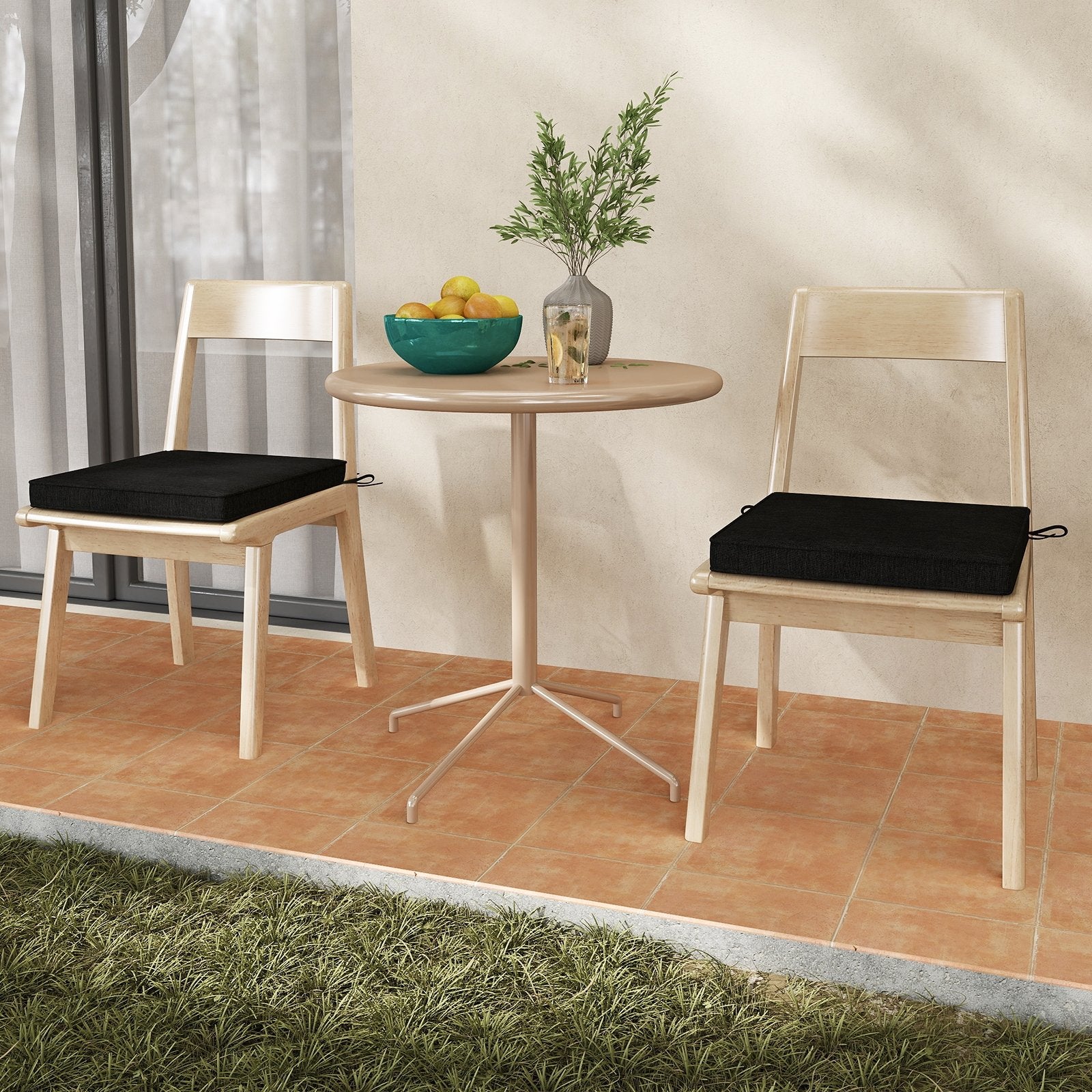 Outdoor Chair Cushion Set of 2 Waterproof Fade-Resistant Olefin Seat Cushions, Black Outdoor Furniture Accessories at Gallery Canada