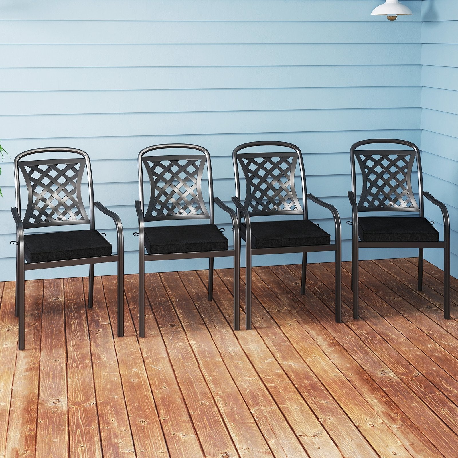 Outdoor Chair Cushion Set of 2 Waterproof Fade-Resistant Olefin Seat Cushions, Black Outdoor Furniture Accessories at Gallery Canada