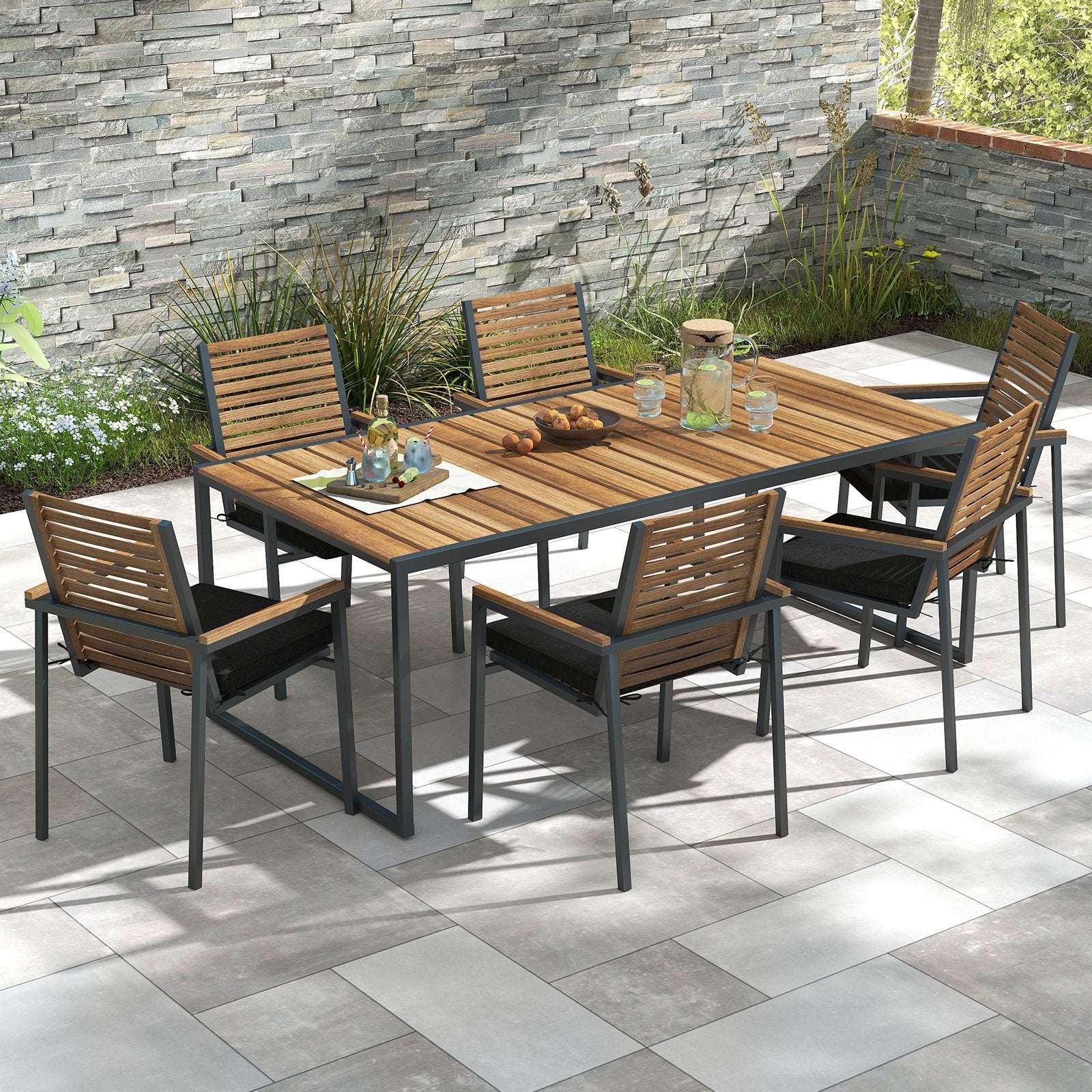 Outdoor Chair Cushion Set of 2 Waterproof Fade-Resistant Olefin Seat Cushions, Black Outdoor Furniture Accessories at Gallery Canada