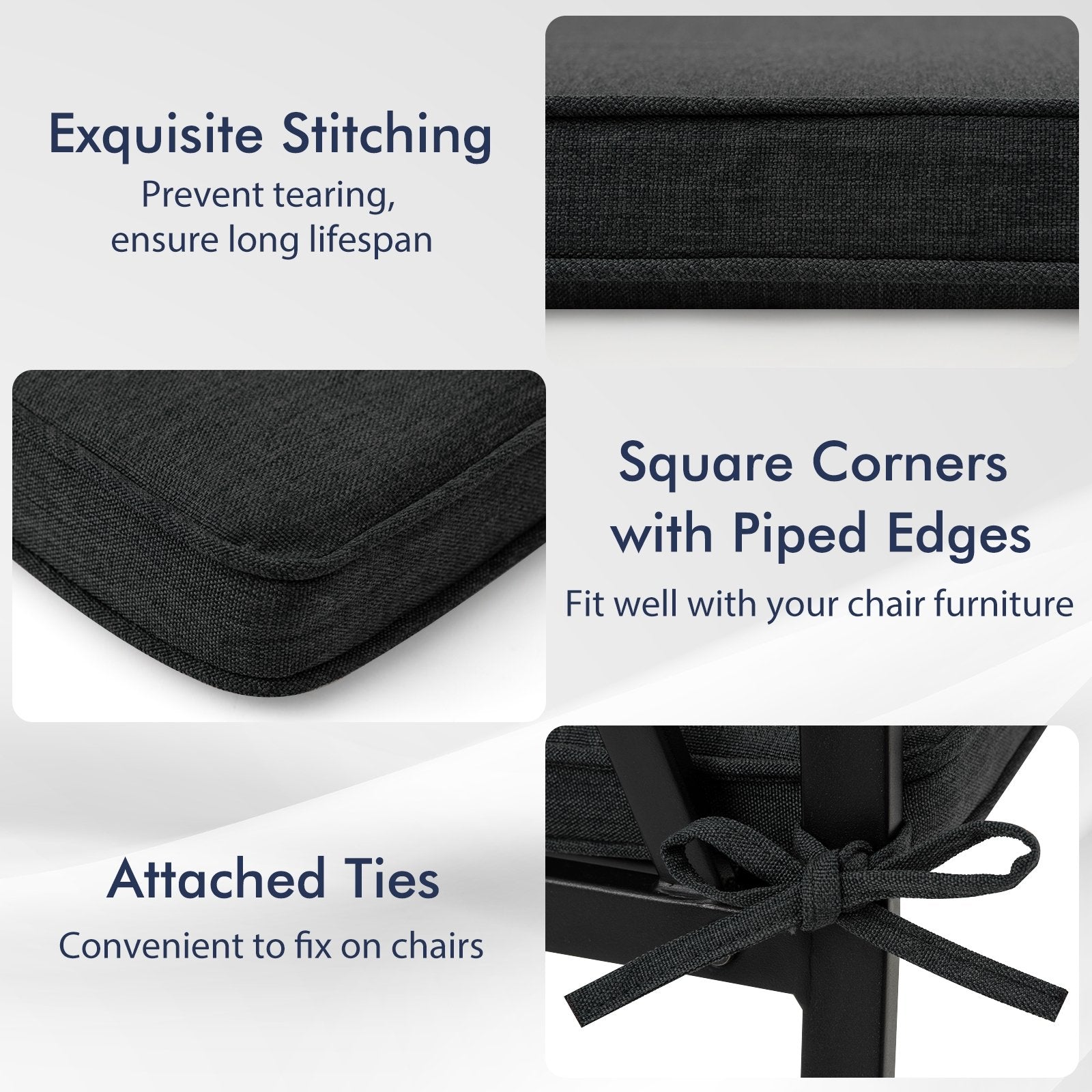 Outdoor Chair Cushion Set of 2 Waterproof Fade-Resistant Olefin Seat Cushions, Black Outdoor Furniture Accessories at Gallery Canada