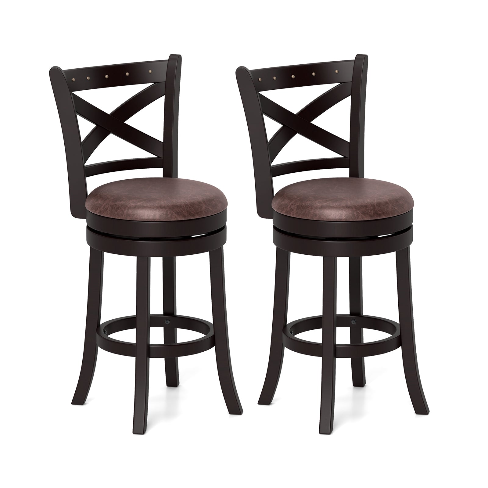 26/30 Inch Swivel Bar Stools Set of 2 Bar Chairs with Padded Seat-26 inches, Coffee Bar Stools Coffee at Gallery Canada