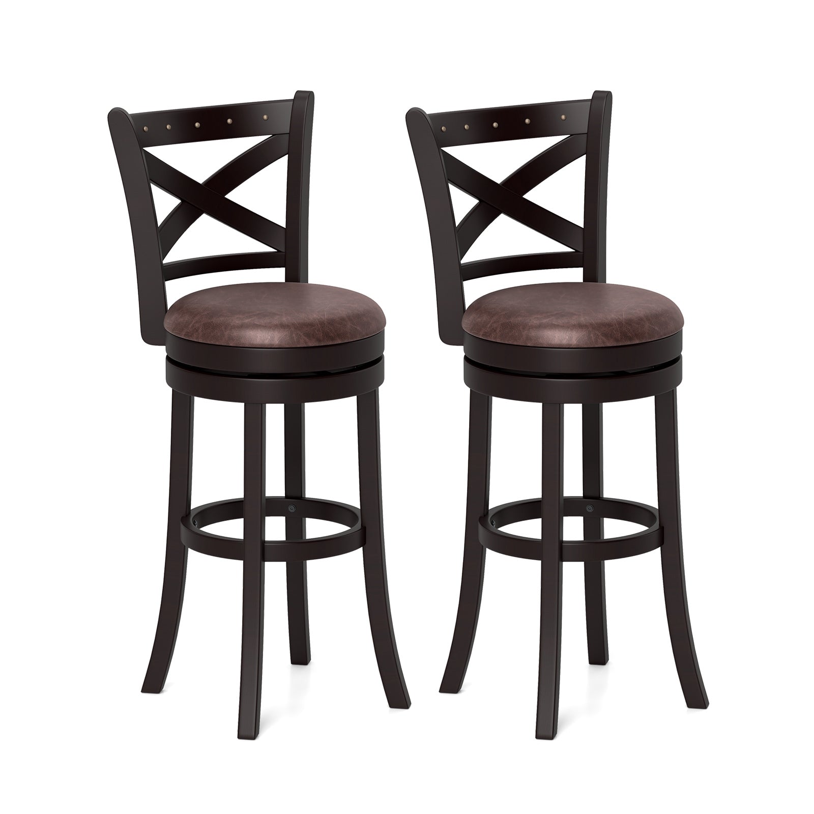 26/30 Inch Swivel Bar Stools Set of 2 Bar Chairs with Padded Seat-30 inches, Coffee Bar Stools Coffee at Gallery Canada