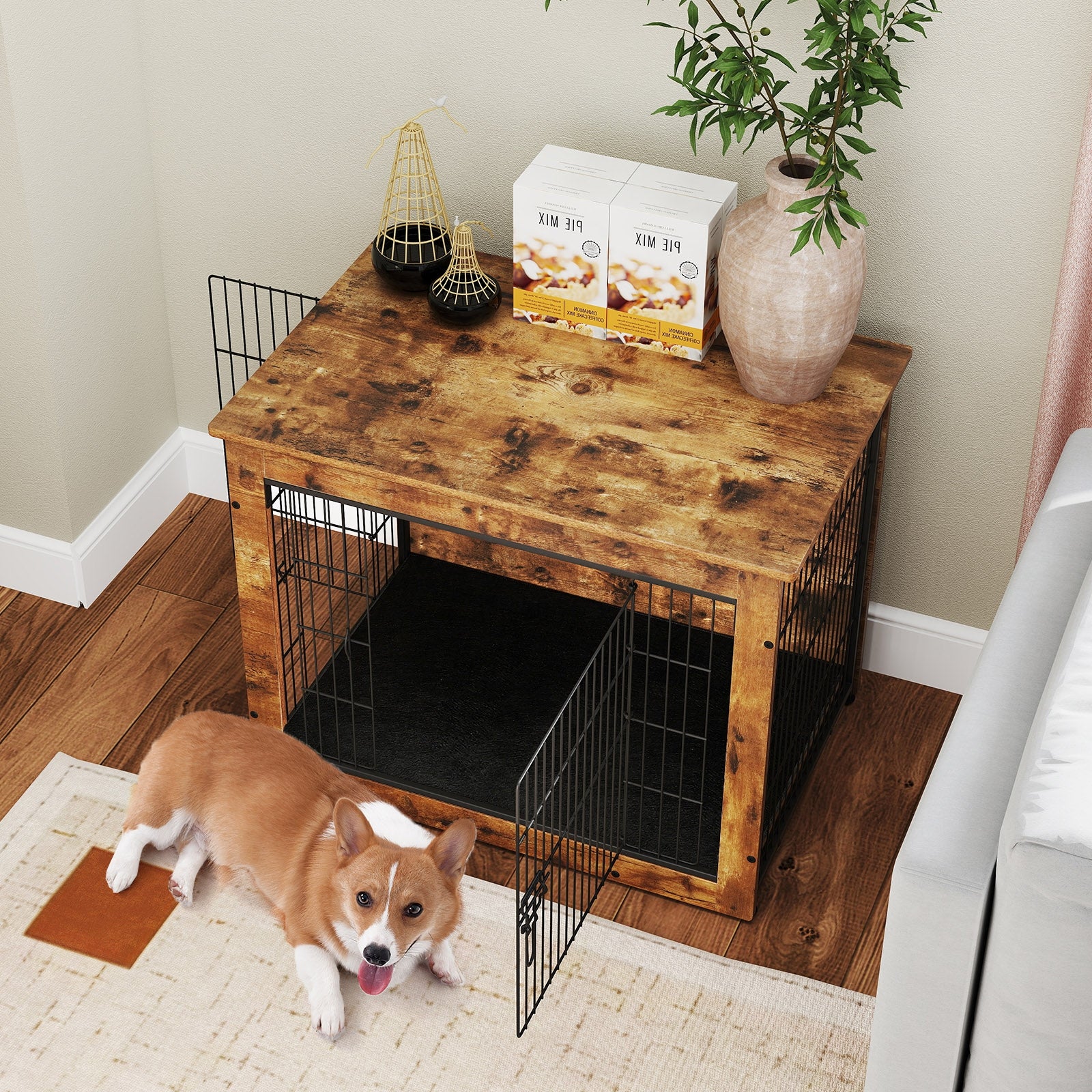 Dog Crate Furniture with Cushion and Double Doors for Small/Medium Dogs-33 Inches Dog Kennels at Gallery Canada