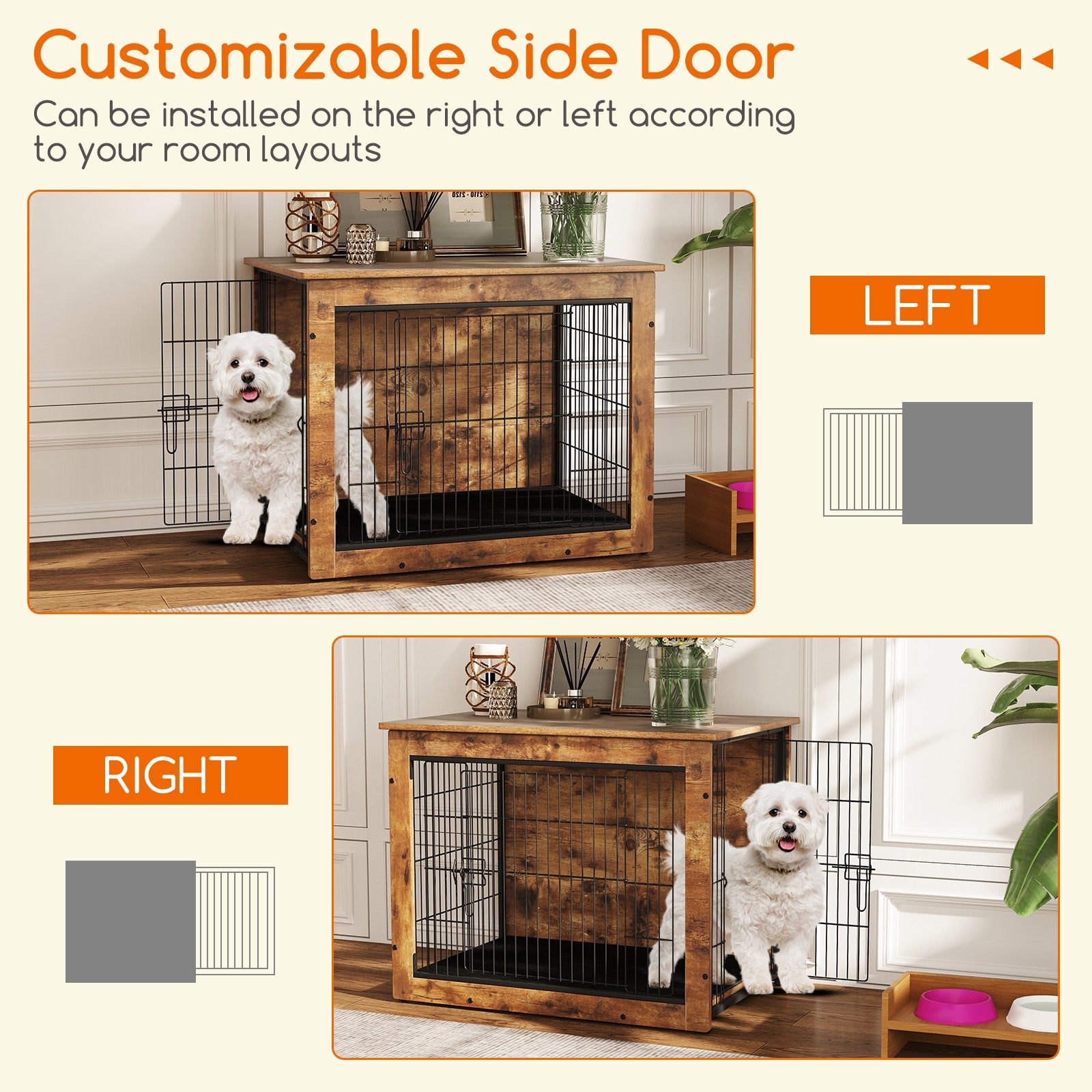 Dog Crate Furniture with Cushion and Double Doors for Small/Medium Dogs-33 Inches Dog Kennels at Gallery Canada