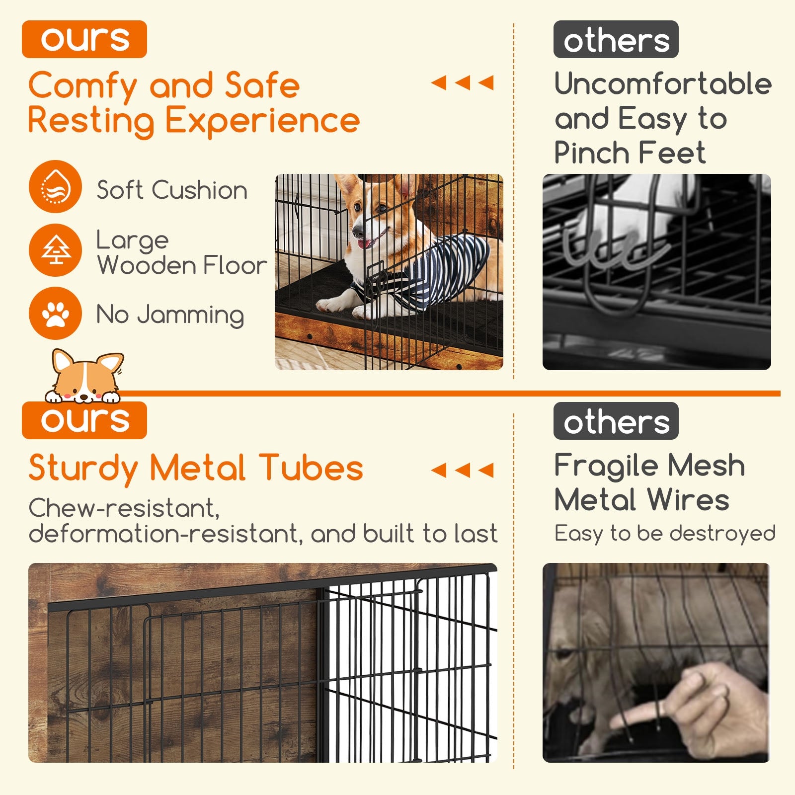 Dog Crate Furniture with Cushion and Double Doors for Small/Medium Dogs-37 Inches Dog Kennels at Gallery Canada