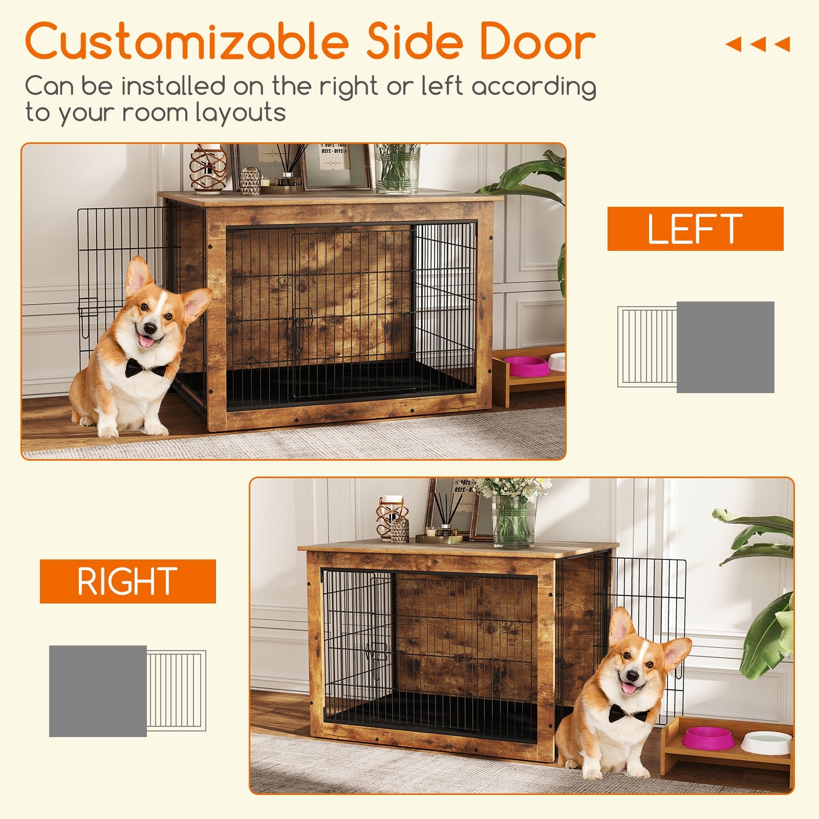Dog Crate Furniture with Cushion and Double Doors for Small/Medium Dogs-37 Inches Dog Kennels at Gallery Canada