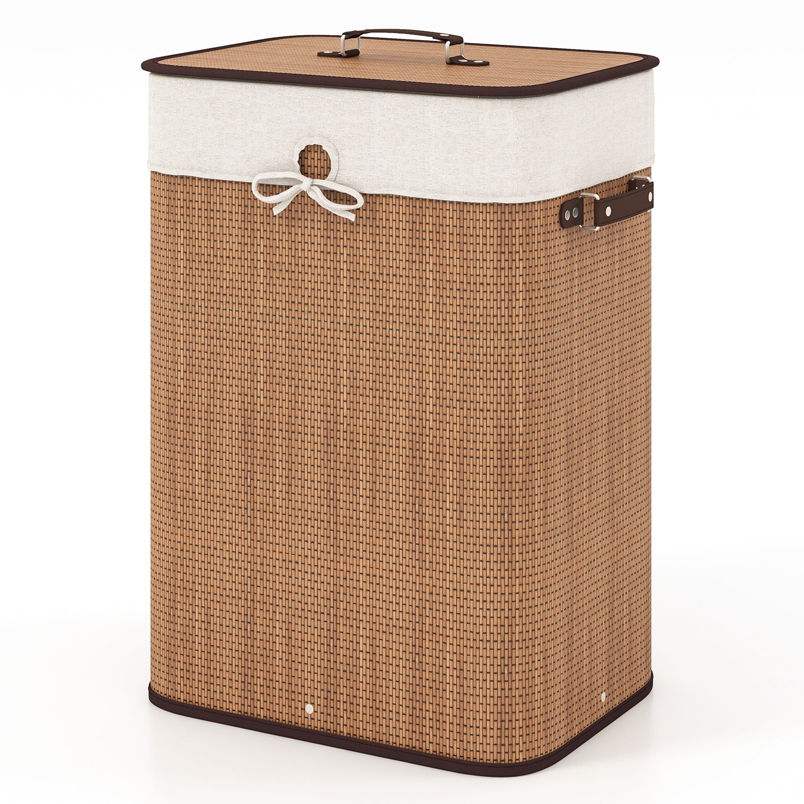 19 Gal Rectangle Laundry Basket Bamboo Clothes Hamper with Handles and Lid, Yellow Laundry Baskets Yellow at Gallery Canada