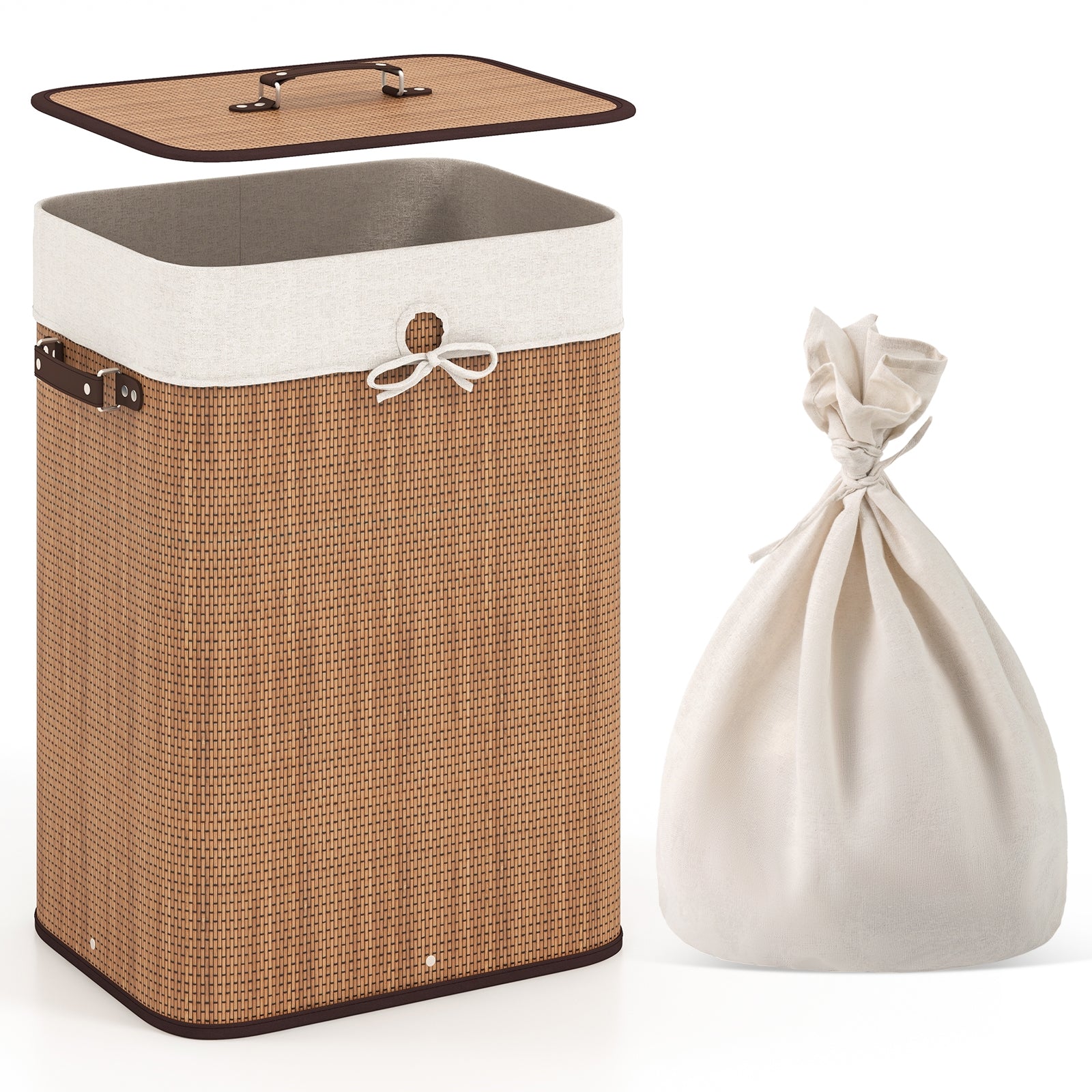 19 Gal Rectangle Laundry Basket Bamboo Clothes Hamper with Handles and Lid, Yellow Laundry Baskets at Gallery Canada