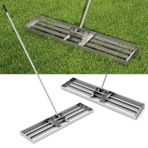 42 x 10 Inch Lawn Leveling Rake with Ergonomic Handle, Silver