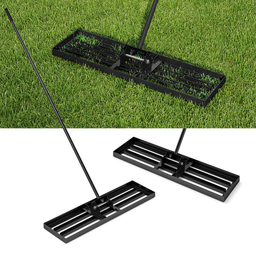 36 x 10 Inch Lawn Leveling Rake with Ergonomic Handle, Black