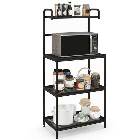 4-Tier Kitchen Microwave Storage Rack with Metal Shelves, Black Baker's Racks Black  at Gallery Canada